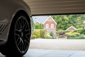 parked vehicle inside garage