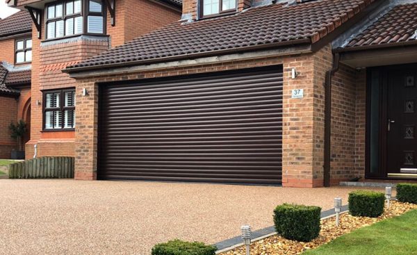 wood effect roller shutter garage door