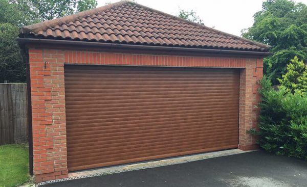 wood effect roller shutter garage door