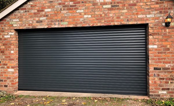 black roller shutter garage door