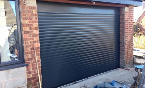 blue roller garage door