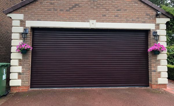 dark brown roller shutter garage door