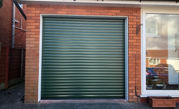 green roller shutter garage door