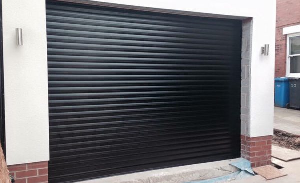 black roller shutter garage door