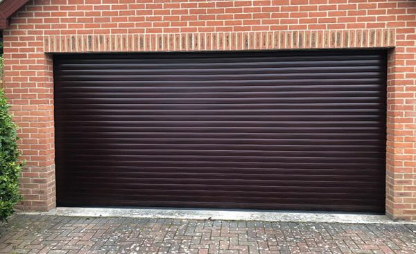 deep brown roller shutter garage door