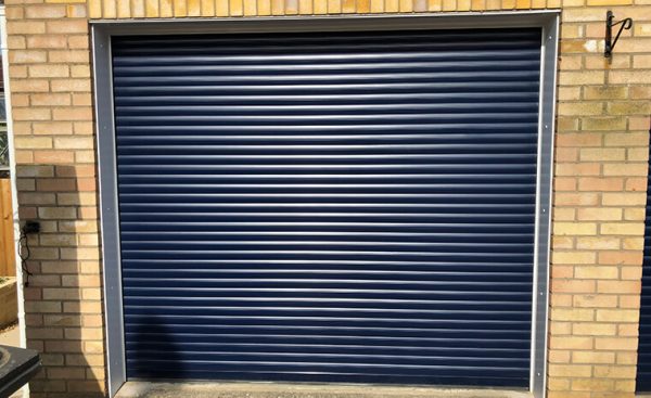 blue roller shutter garage door