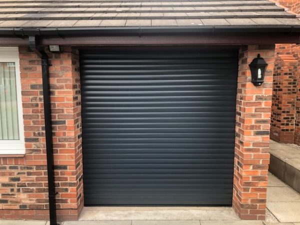 black roller garage door